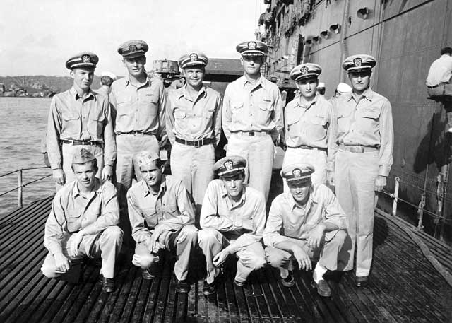 Officers on deck, Guam, April 20, 1945